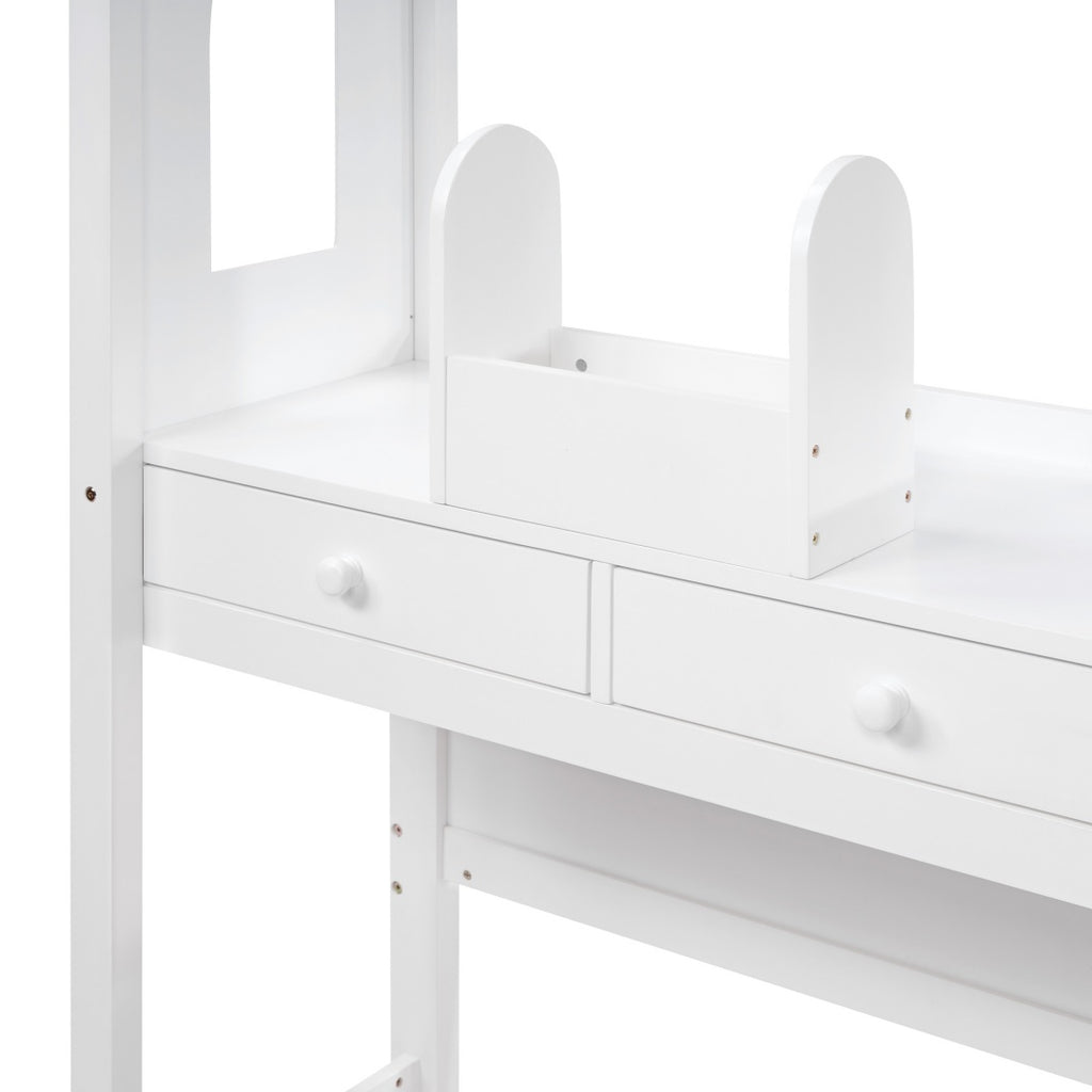 Cama Montessori com Secretária e Telhado para Crianças